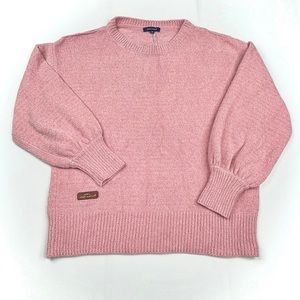 Simply Southern Chenille Cold Shoulder Sweater Pink Size Large